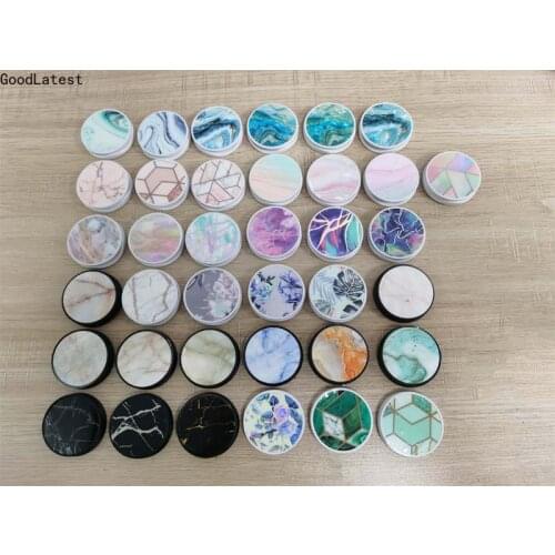 Glossy Popular Marble Expanding Stand Grip Finger Rring Support Anti-Fall Round Foldable Mobile Phone Holder for iPhone Samsung