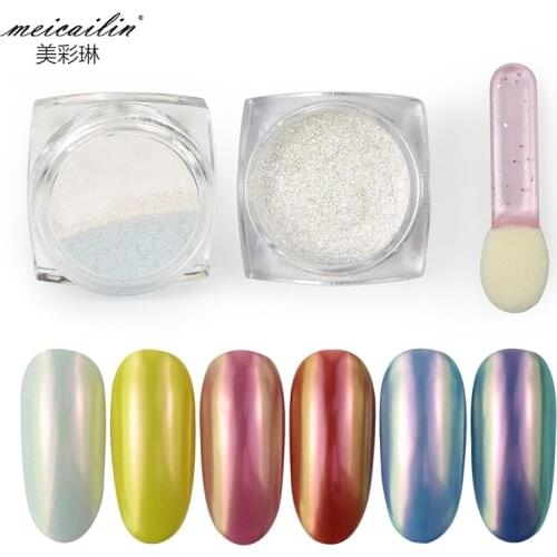 New 1 Box 1g Holographic Mirror Iridescent Glitter Dust Neon Nail Powder for UV Gel Polish Colorful Nail Art Decorations Tools