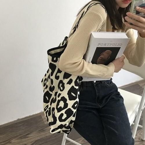 Girls Canvas Purses Retro Ladies Cute Underarm Tote Shoulder Bag Pink Leopard Handbag Fashion Bucket Clutch Bags