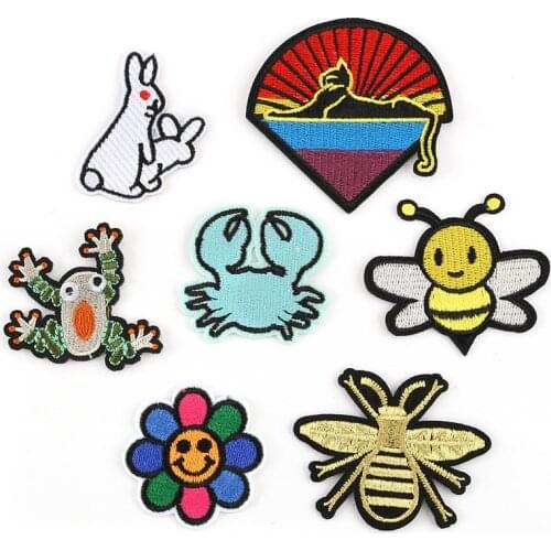 Customized Computer Embroidered Animal Patch Cartoon Animal Badge Shoes Clothing Accessories Embroidery Cloth Sticker