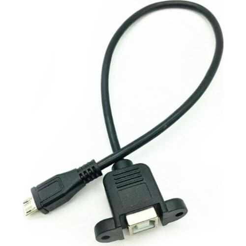 CPDD 30cm/50cm Micro USB 2.0 Male to USB 2.0 B Type Female Connector Cable Adapter Wire with Panel Mount Screw Hole