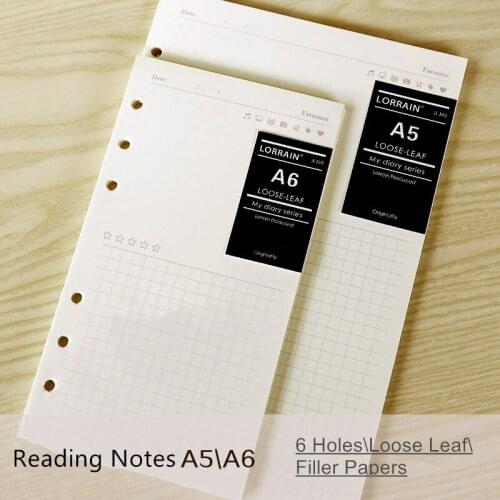 Books loose-leaf refill filofax a5 a6 daily memos paper spiral vintage soft copybook favorites filler papers