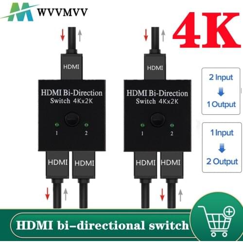 4Kx2K Switcher UHD 2 Ports Bi-directional Manual 2x1 1x2 HDMI AB Switch HDCP Supports 4K FHD Ultra 1080P for Projector