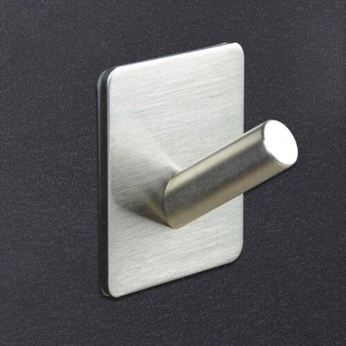 5pcs Hook Monoclinic Hook 304 Stainless Steel Hook Hole-Free Self Adhesive Wall Hooks Kitchen Bathroom Coat and Cap Hook