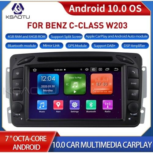 KSAOTU 7063 7" 8-Core Android 10.0 Car Stereo Carplay DSP DAB+ GPS WiFi USB DVB-T 4G TPMS Canbus OBD2 For BENZ C-CLASS W203