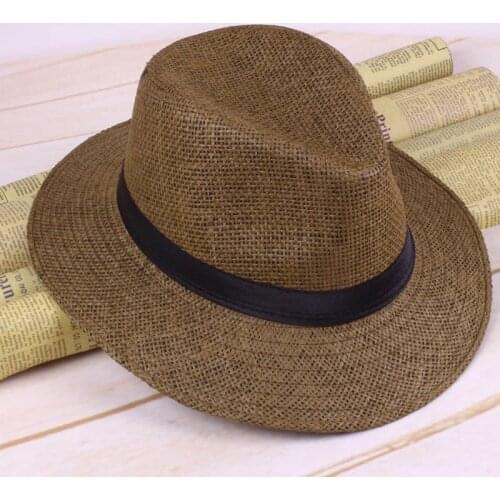 Hot Selling Men Straw Panama Hat Handmade Cowboy Cap Summer Beach Travel Sunhat