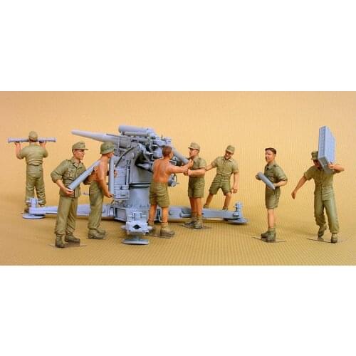 1/35 scale die-casting resin white model African army anti-aircraft gun 8-person group requires hand-painted model (not includin