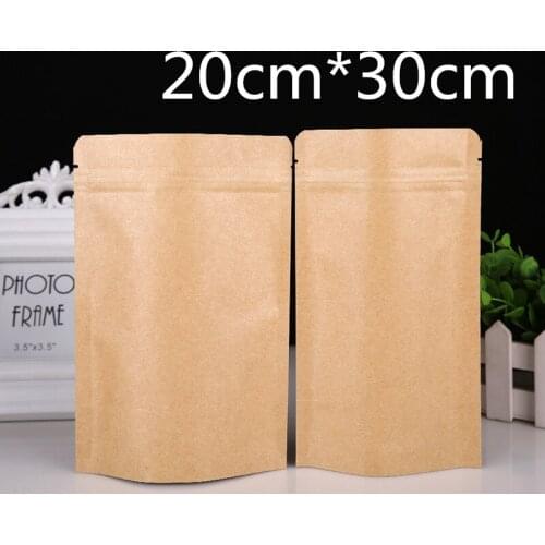 7.9''x11.8'' (20x30cm) 20Pcs/Lot Resealable Kraft Paper Aluminum Foil Coffee Powder Bean Storage Bags Valve Zipper Doypack Pouch