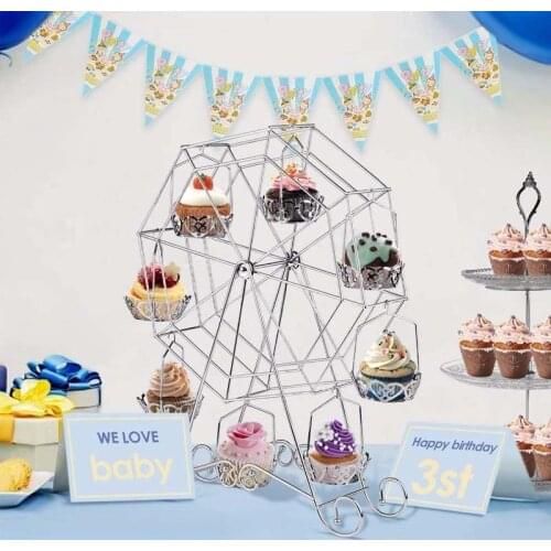 Metal Baking Shop Cupcake Display Shelfs 8pcs Cupcake Stand for Tableware Wedding Decor Ferris Wheel Type Donut Cake Stands