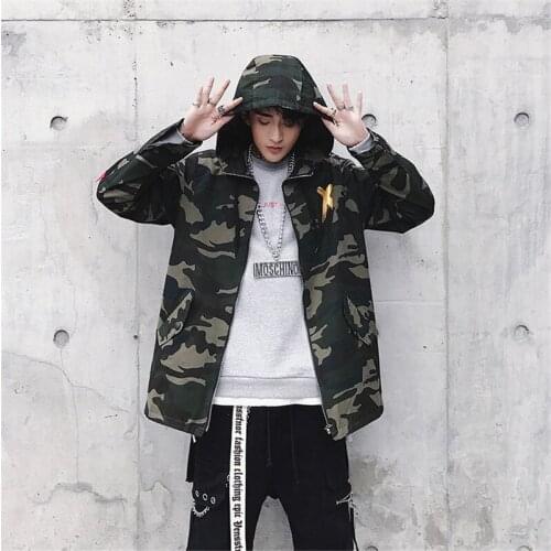 Outdoor Camouflage Hunting Cycling Jackets Man Coat High Ribbon Patchwork Cotton Men Print Bomber Harajuku Pilot Flight Jacket