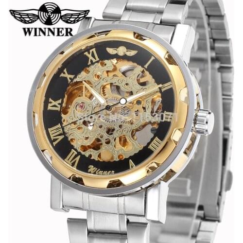 WRG8008M4T3 new best price skeleton Winner Automatic men watch factory stainless steel bracelet free shipping with gift box