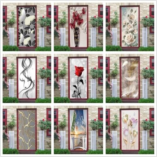 Wallpaper 3D Door Mural DIY Vinyl Self-adhesive Removable Waterproof Poster Home Decoration Wall Art Mural Decals adesivi porta