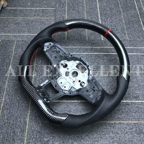 Carbon fiber steering wheel Perforated leather with For golf GTI MK7 steering wheel replacement Red top