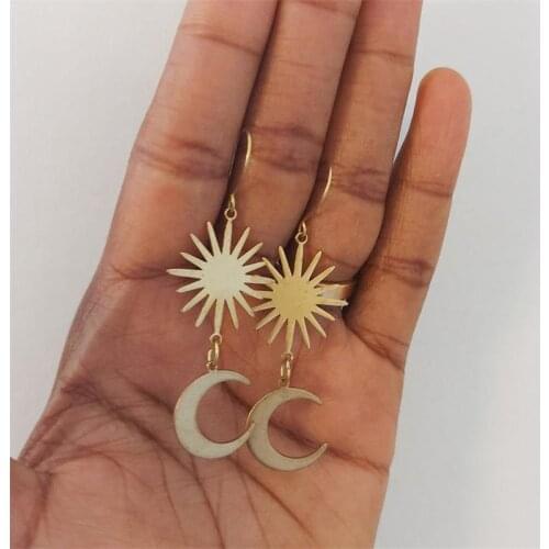 Crescent moon phase and star earrings / Space jewelry / Night sky earrings / Phases of the moon