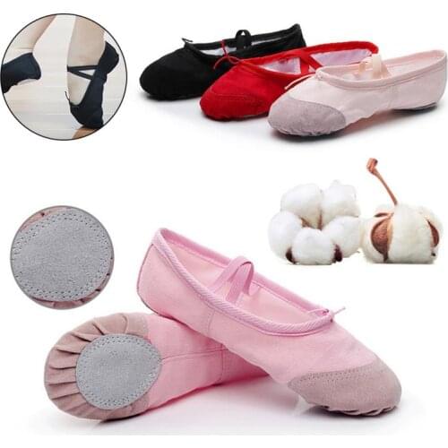 Yoga Gym Flat Slippers White Pink Black Canvas Ballet Dance Shoes Wear-resistant Practice Shoes For Girls Children Women Teacher