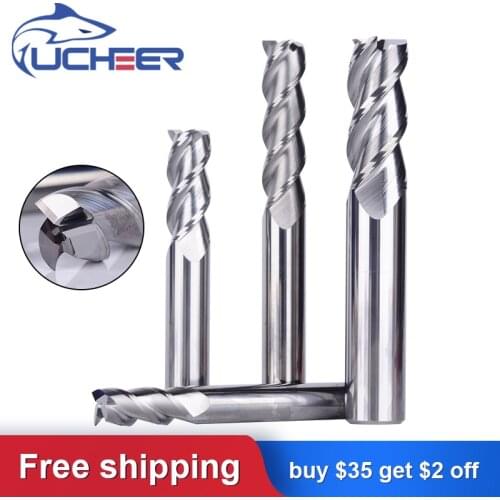 UCHEER 2pcs 1-20mm Solid Carbide End Mill for AL CNC Milling Cutter Tungsten steel router bits CNC machine High quality
