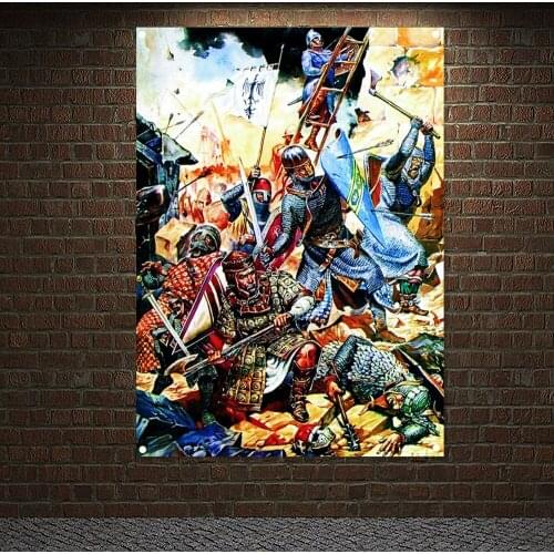 Vintage Knights Templar Fantasy Art Posters Wall Decor Crusader Banner Flag Wall Sticker Canvas Painting Mural Home Decoration 6