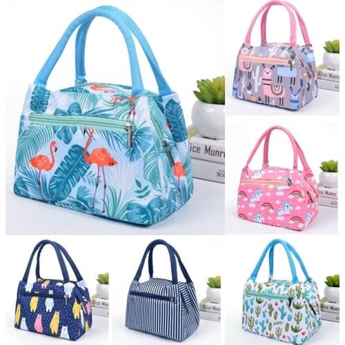 Waterproof Flamingo Picnic Bag for Women Student Kid Unicorn Lunch Bag Portable Lunch Tote Bag Insulated Thermal Lunch Container