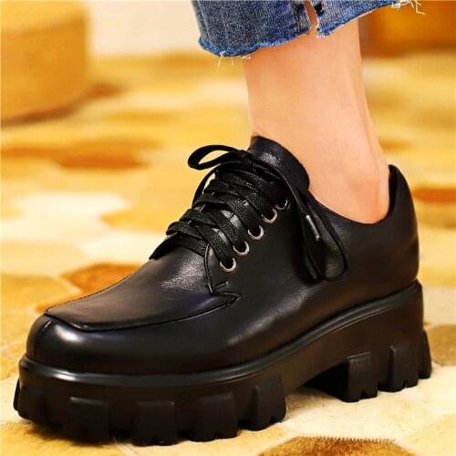 Goth Womens Cow Leather Ankle Boots High Platform Creepers Oxfords Riding Oxfords Party Pumps Shoes 34 35 36 37 38 39 40