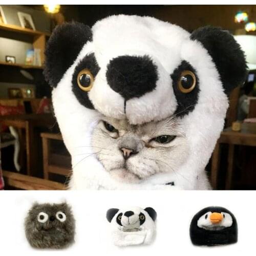 Winter Funny Pet Dog Cat Cap Headgear Small Animal Panda /Penguin Shape Hat Halloween Cosplay Accessories Photo Props Headwear