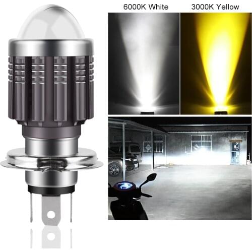 1pcs H4 BA20D H6 LED Motorcycle Headlight Bulbs CSP Lens 10000LM White Yellow Hi Lo Lamp Spotlight 12V Motos Accessories Fog Led