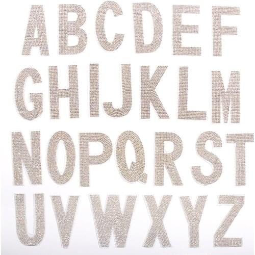 1pcs/lot English Alphabet Pattern Crystal Patch Hotfix Rhinestone Sticker Iron-on Child Woman Clothing Accessories