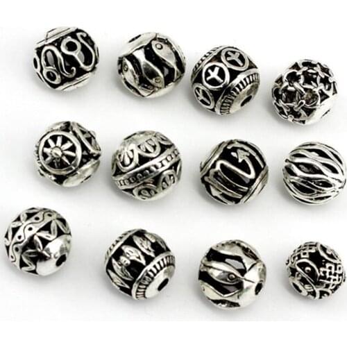 10pcs Hole 2mm Tibetan Silver Round Wheel Metal Spacer Beads DIY for Jewelry Making Charm Bracelet Accessories Z891