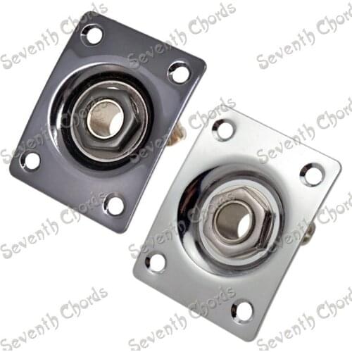2 Pcs Square Style Jack Plate With 1/4 Output Input Socket Jack For Electric Bass Guitar Replacement - Chrome - Black For choose