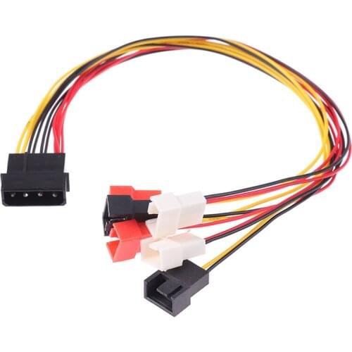 2PCS Practical New 4Pin Molex To 3Pin Fan Power Cable Adapter Connector 12V 7V 5V Cooling Fan Computer Cable