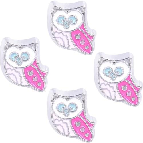 F877 Red pink Lovely owl animals floating charms for living memory glass floating locket charms DIY jewelry 20pcs/lot
