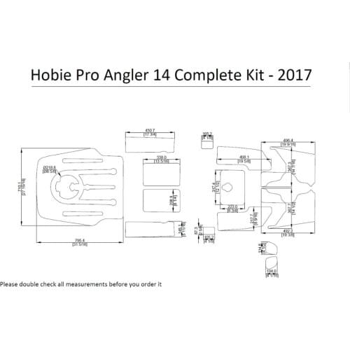 2017 Hobie Pro Angler 14 Complete Kit Kayak Boat EVA Decking Mat Pads Kit 1/4"