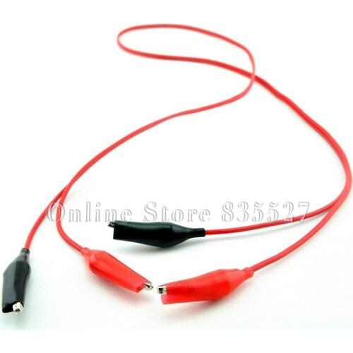 5PCS/LOT Double alligator clip test line / line crocodile clip 2 line 4 clip total length of 1 m red and black