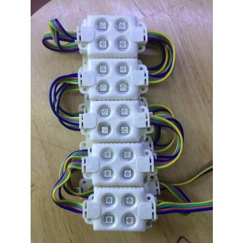 500pcs/lot RGB led module injection 4PCS 5050 module 12V1W 120degree IP65 Anti-static Anti-UV ABS shell advertising led