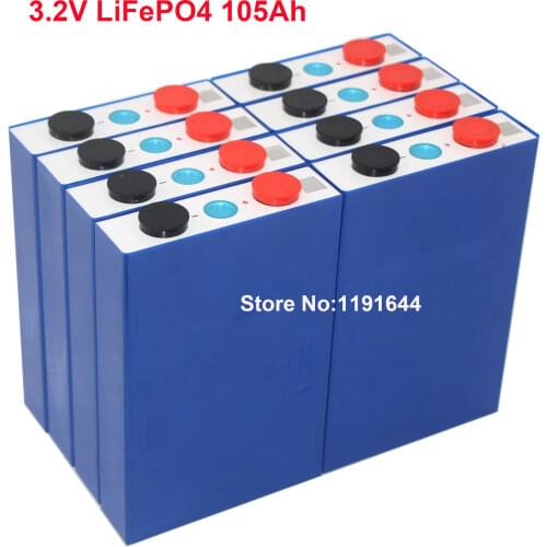 8PCS/LOT 3.2V 105Ah LiFePO4 3.2v 105Ah Battery Cells Max Continuous 3C Discharge For RV EV Power 12V 105Ah Battery Pack