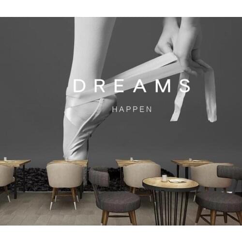 Customized large-scale 3D mural wallpaper beautiful black and white ballet dancers dance classroom working background wall