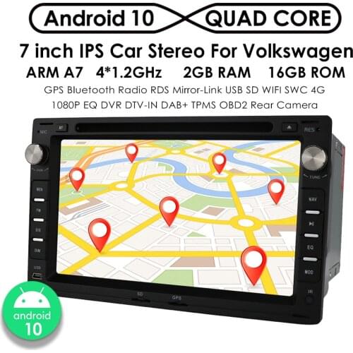 Android 10 Car Radio Multimidia GPS Navigation DVD Player for VW Golf 4 T4 LUPO POLO Passat B5 Sharan 7" RDS BT 2DIN TPMS DAB