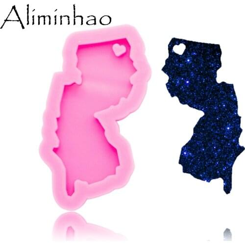 DY0223 Shiny us New Jersey state mold Silicone Molds DIY epoxy mould silicon Resin Crafting molds keychains Moulds