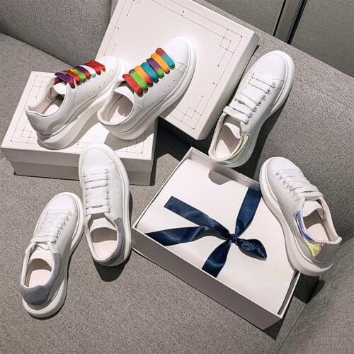Brand MaiKun small white shoes womens 2020 new versatile casual sports shoes with increased thick sole and loose lace up in lea