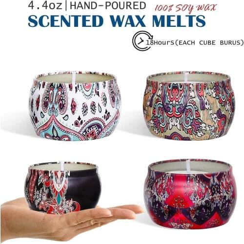 Home Scented Soy Wax Candles Kit Aromatherapy Jar with Wax 18 Hours Long Lasting Relaxing Mood Creator 120g