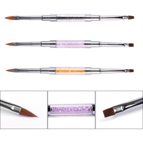 Double-Head Nail Brush Extension Glue UV Gel Nail Painting Pen Drawing Brushes Rhinestone Handle Manicure Tool Accessory