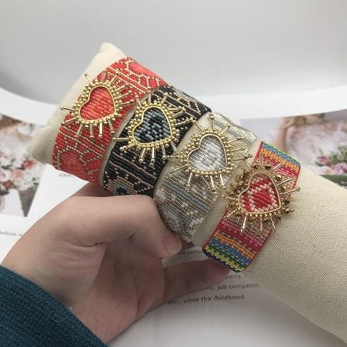 BLUESTAR 2021 3D Heart Bracelet MIYUKI Bracelets Star Pulseras Mujer Moda Handmade Crystal Armband Jewelry