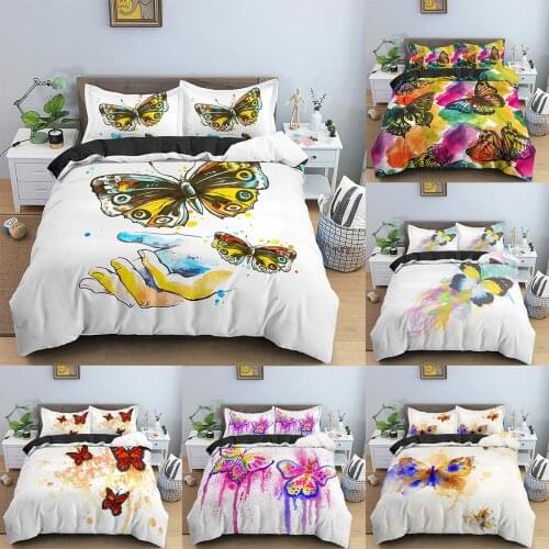 Butterfly Bedding Set With Pillowcase Duvet Cover Sets Soft Home Textile Single/Double/Queen/King Size Quilt Covers Bedclothes