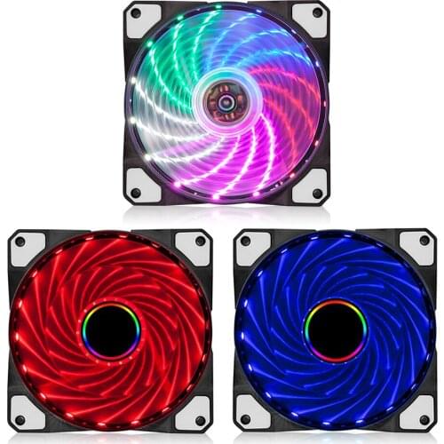 120mm PC Case Fans Silent LED Cooling Fan 12V DC 4Pin Radiator CPU Cooler Double halo Computer Case Adjustable Accessories