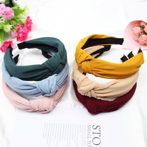 Fashion Knotted Hairbands Makeup Headbands For Women Girls Solid Color Cotton Elasticity Hair Hoop Hair Accessories Headwear