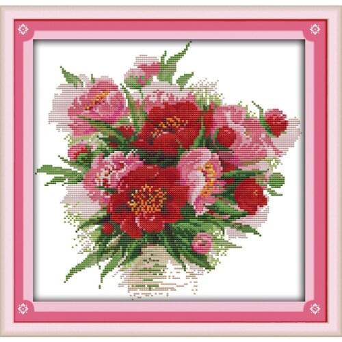 The bright flowers cross stitch kit 14ct 11ct count print canvas stitching embroidery DIY handmade needlework