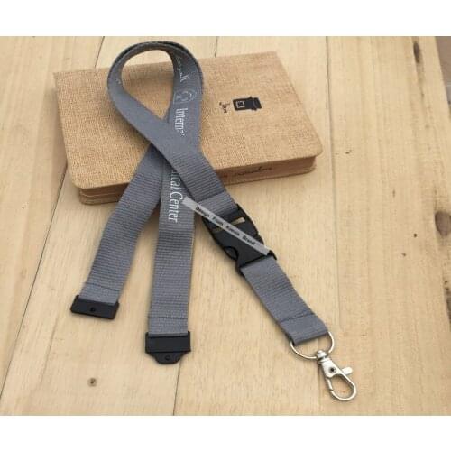 Gray Lanyards Custom Print Logo Text Telephone Cheap Promotion Imprint Buckle Neck Lanyards DIY Sports Team Design Strap