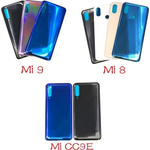 New For Xiaomi Mi 8 9 9T CC9 CC9e Battery Back Cover Glass Rear Door Replacement Housing Sticker Adhesive For Mi A3
