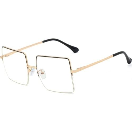 Veshion Gold Metal Square Glasses Blue Light Woman Hot-selling Gifts Ladies Computer Eyeglasses Frames Half Semi-rimless