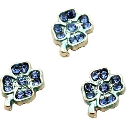 New Arrive 10pcs/lot Metla Enamel Crystal Four Leaf Clover Floating Charms For Living Glass Lockets Necklace