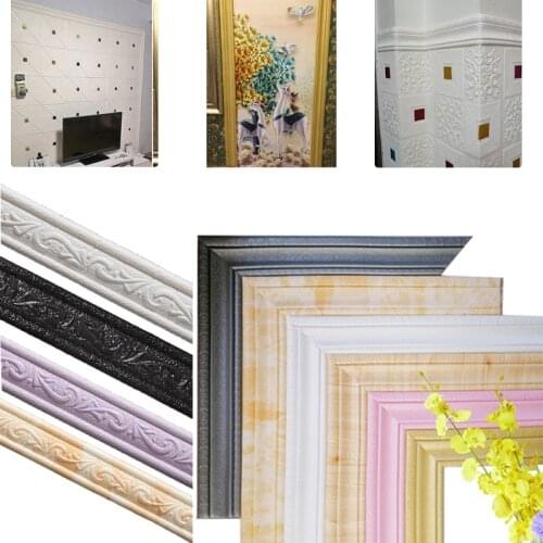 3D Foam Wall Edge Strip Stickers Self Adhesive Waterproof Baseboard Corner Waist Line Sticker Wallpaper Border Home Decorations